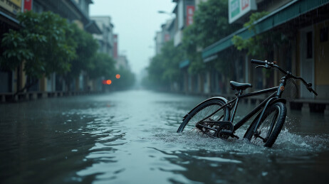暴雨中城市街道