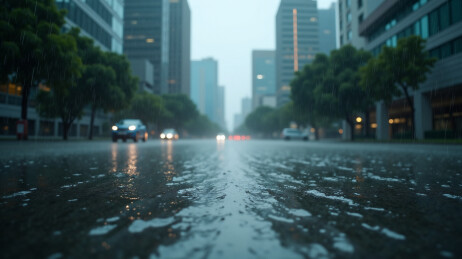 暴雨中城市街道