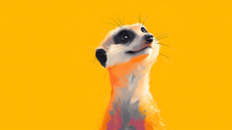 凝望远方的黄土高原上的狐獴