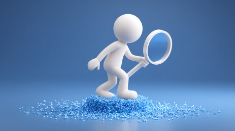 一个3D白色小人拿着放大镜