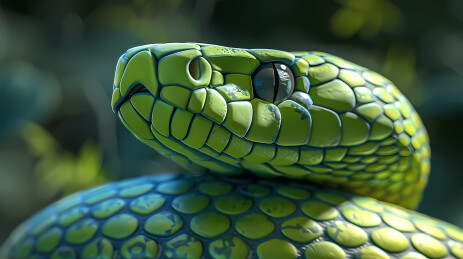 绿色蛇头部特写
