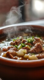 热气腾腾的炖肉汤