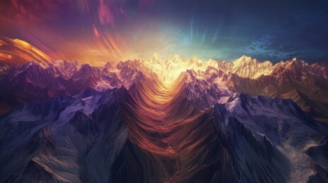 壮丽山峰与金色光辉
