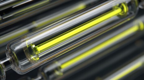 排列整齐的黄色荧光灯管