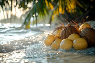 椰林中的累累果实