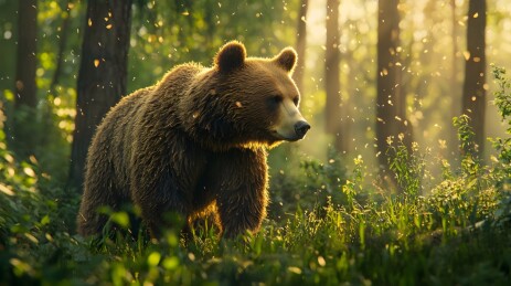 森林中觅食的憨厚熊