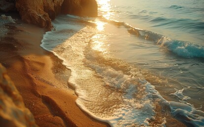 夏日沙滩上的阳光与海浪