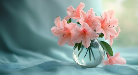 花瓶中的几朵杜鹃花