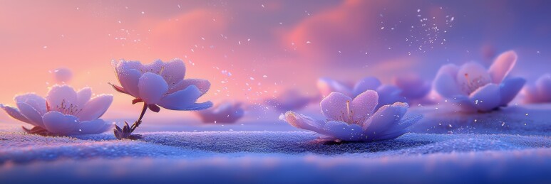 粉梅雪景唯美自然场景