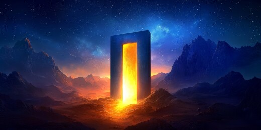 神秘光门奇幻山地场景