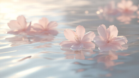水面落花