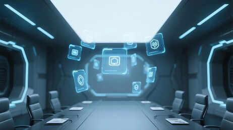 未来科技会议室全息触控科幻赛博风全息交互