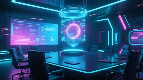 未来科技会议室全息触控科幻赛博风全息交互