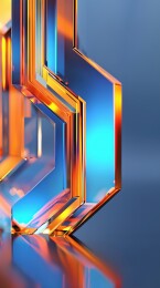 科技蓝色金色几何形状晶体结构3D立体背景