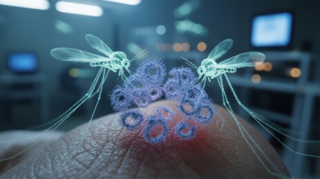 显微镜下的蚊子与病毒结构