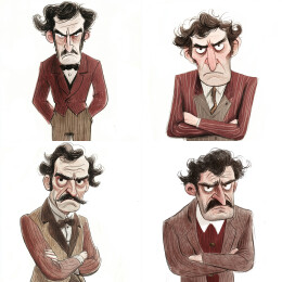 欧洲人物钢笔淡彩插画