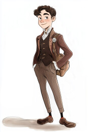 欧洲人物钢笔淡彩插画