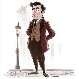 欧洲人物钢笔淡彩插画