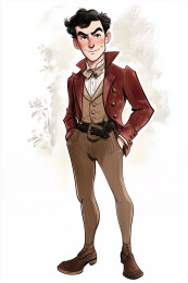 欧洲人物钢笔淡彩插画