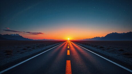 夕阳公路无限延伸主题