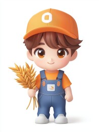 卡通男孩可爱风农耕展示场景