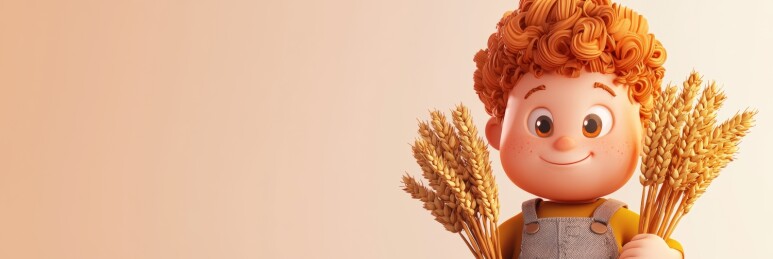 卡通男孩可爱风农耕展示场景