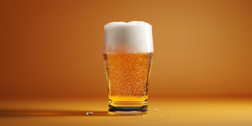 啤酒杯橙色调饮品展示场景