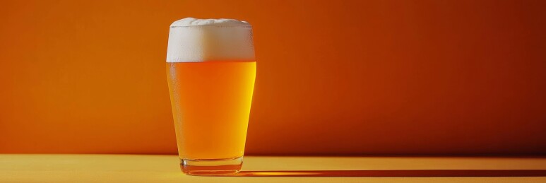 啤酒杯橙色调饮品展示场景