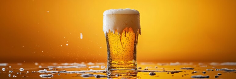 啤酒杯橙色调饮品展示场景