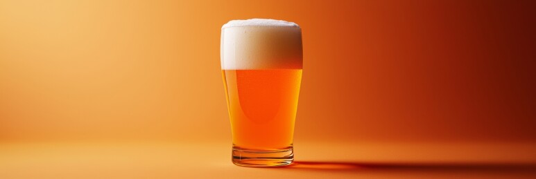 啤酒杯橙色调饮品展示场景