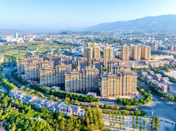 中国云南楚雄元谋县城航拍风光