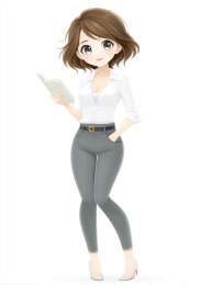 一个漂亮的女秘书手里拿着文件