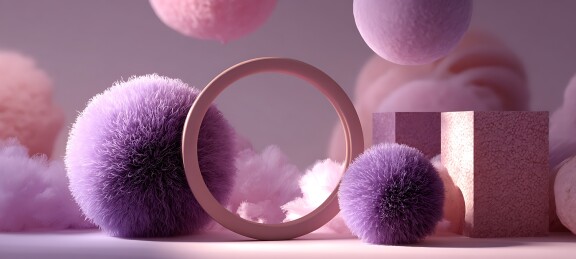 梦幻紫色绒球场景