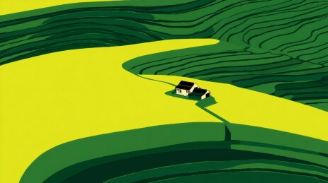 田园小屋金色田野