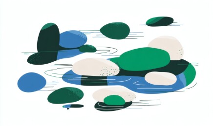 静谧水潭鹅卵石堆叠