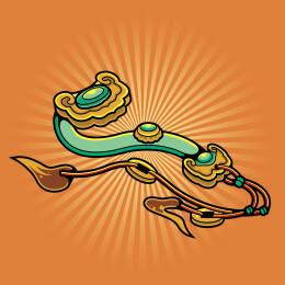 国潮传统图案，玉如意，矢量插画元素。