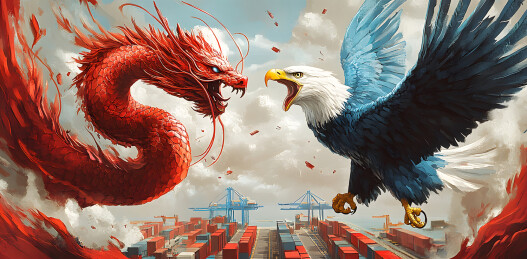 一条龙和一只鹰互相争斗