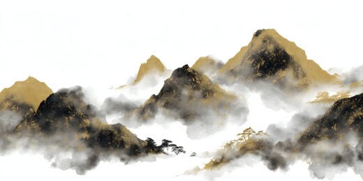 水墨写意山峦图