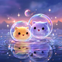 泡泡萌喵的星夜水湾