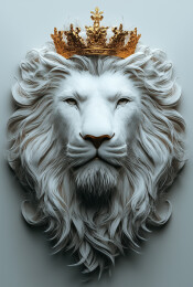 石膏狮子头雕塑和王冠