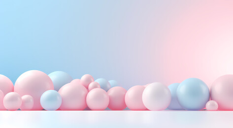 柔和光线下的粉彩球体排列
