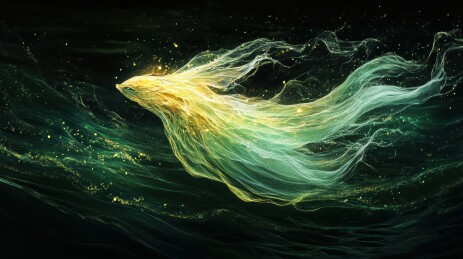 神秘生物在夜空中的光之舞