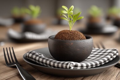 粗陶花盆里的植物