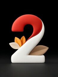 数字2与秋叶装饰