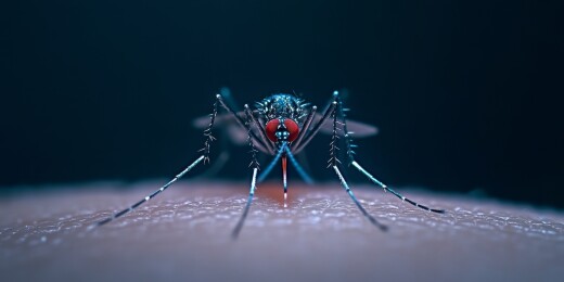 蚊子叮咬人体皮肤特写