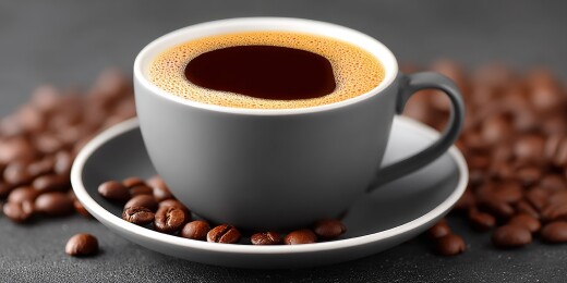 一杯咖啡和咖啡豆