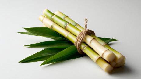 清新甘蔗与绿叶