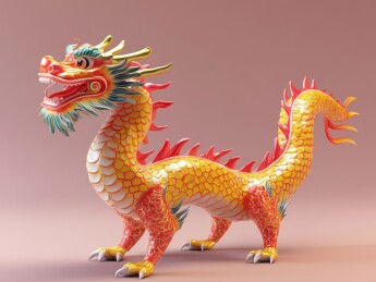金色龙雕塑传统艺术风格