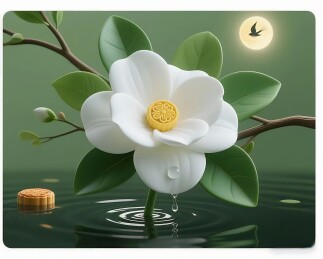 玉兰花上的中秋月饼