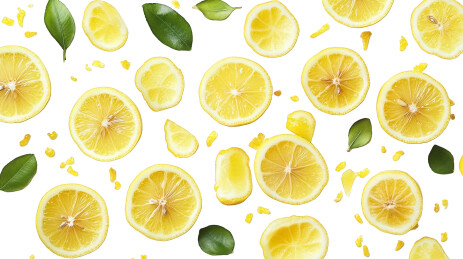 柠檬片与绿叶的图案